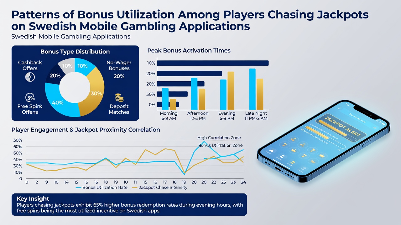 Data visualization chart illustrating bonus redemption rates among jackpot players on Swedish mobile apps